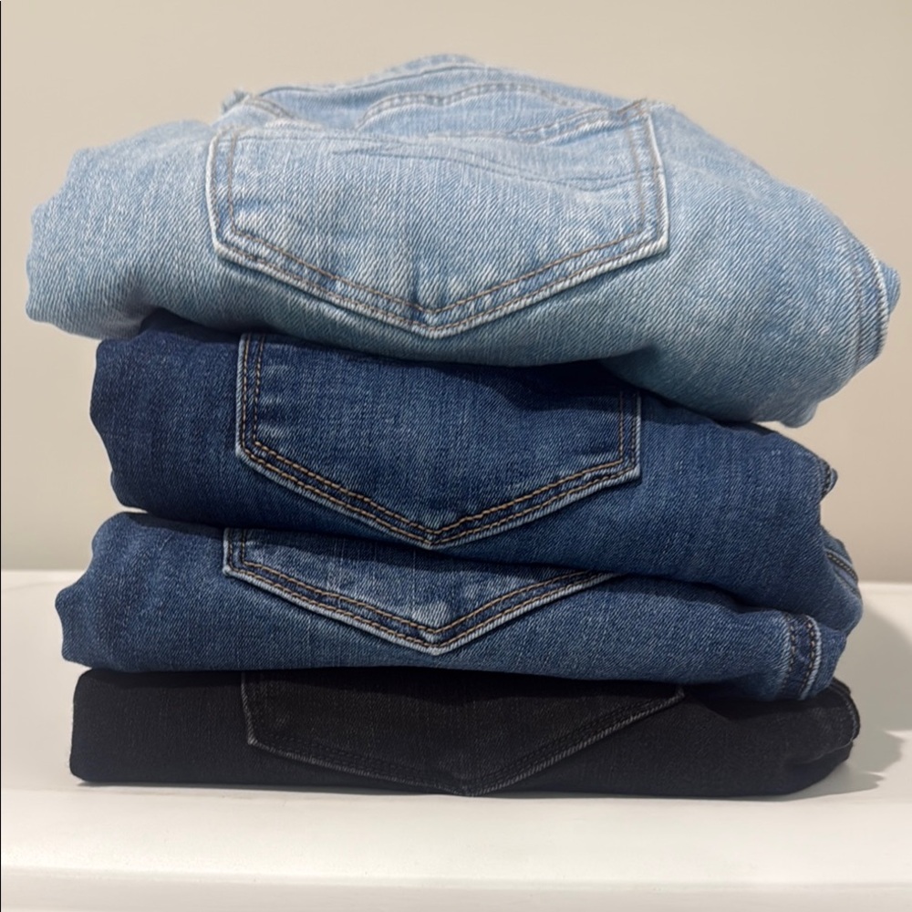 American Eagle Outfitters Light Blue, Dark Blue, and Black Women Jeans